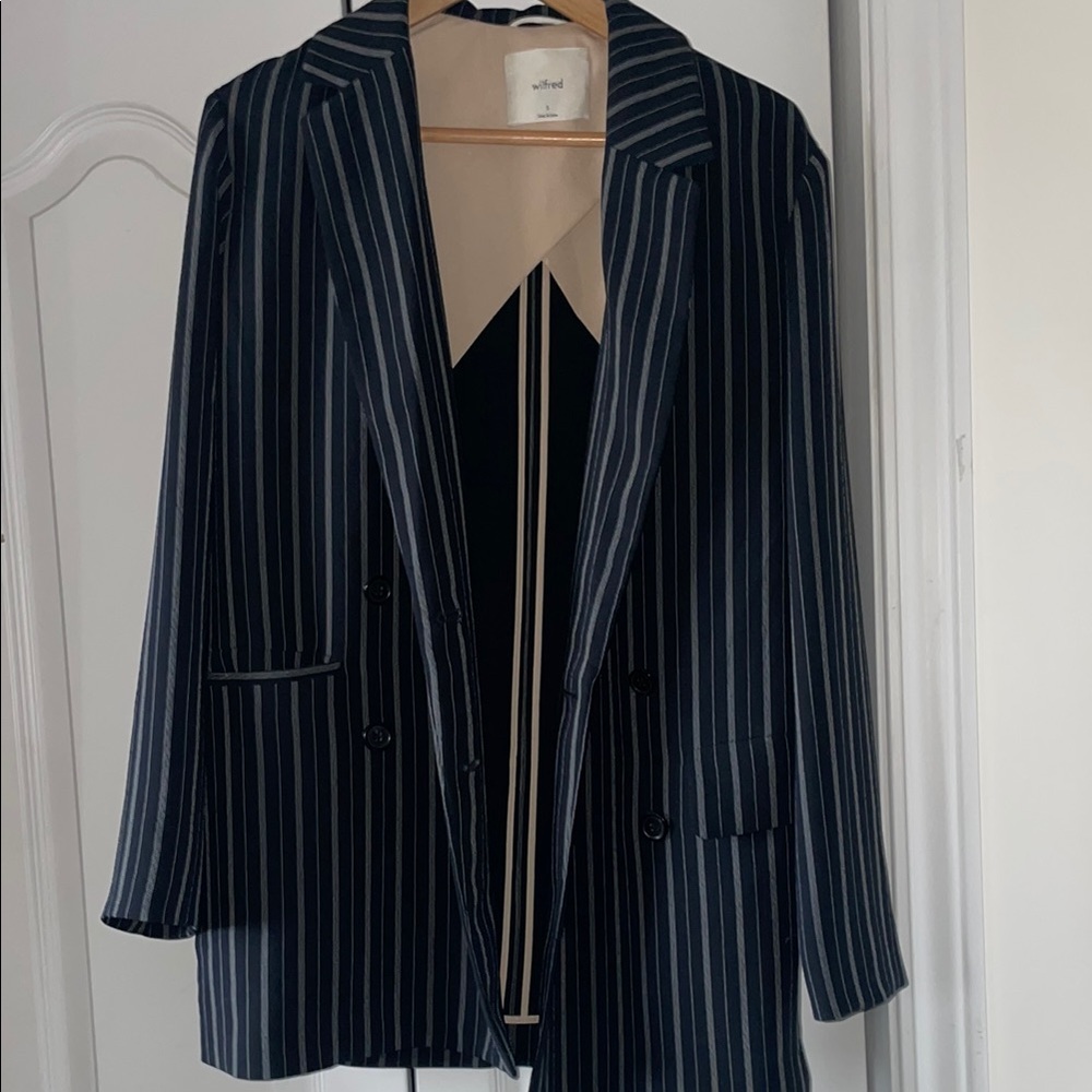 Wilfred Navy Striped Women's Blazer